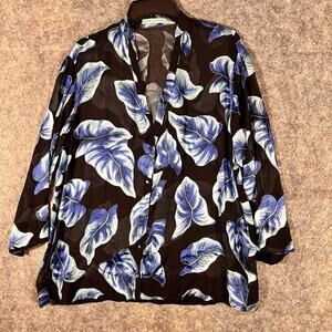 ALICE + OLIVIA BURNOUT TOP BLOUSE SHIRT Black‎ Blue Size Small